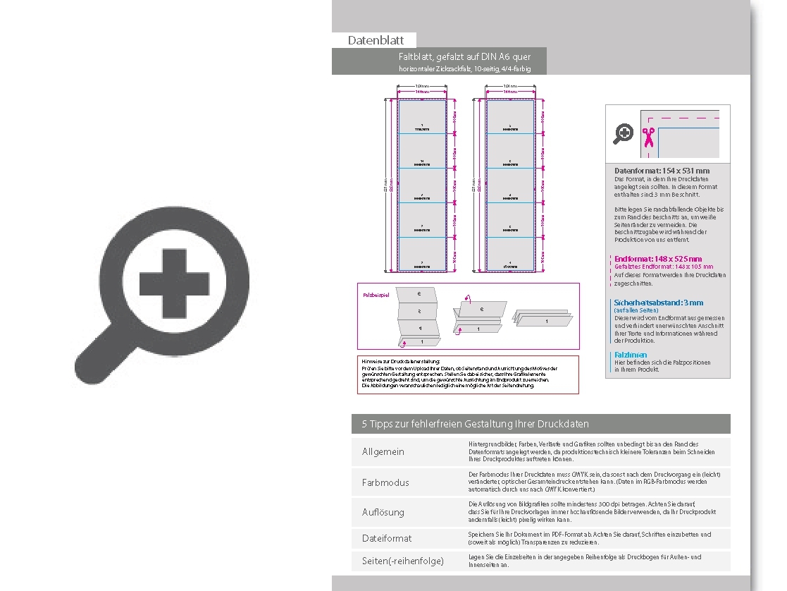 Product Bild faltblatt__gefalzt_auf_din_a6_quer__horizontaler_zickzackfalz__10-seitig